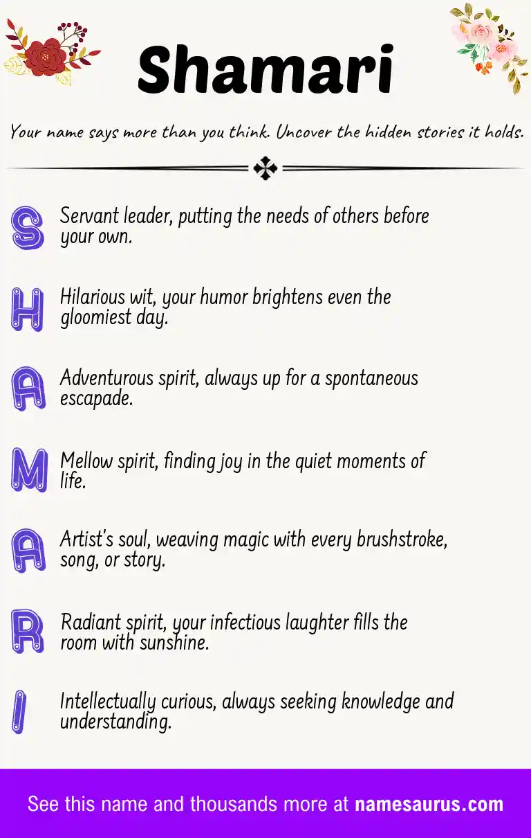 Acrostic poem about Shamari.