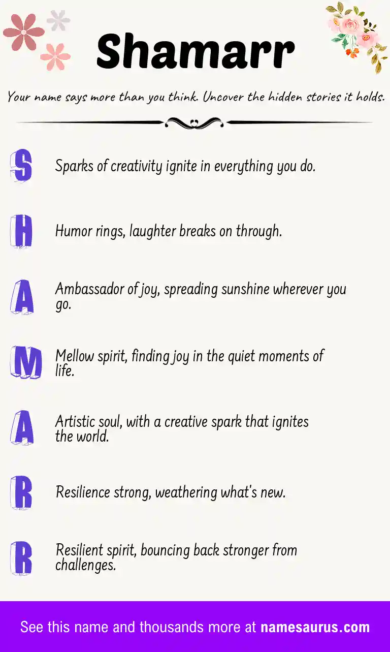 Acrostic poem about Shamarr.