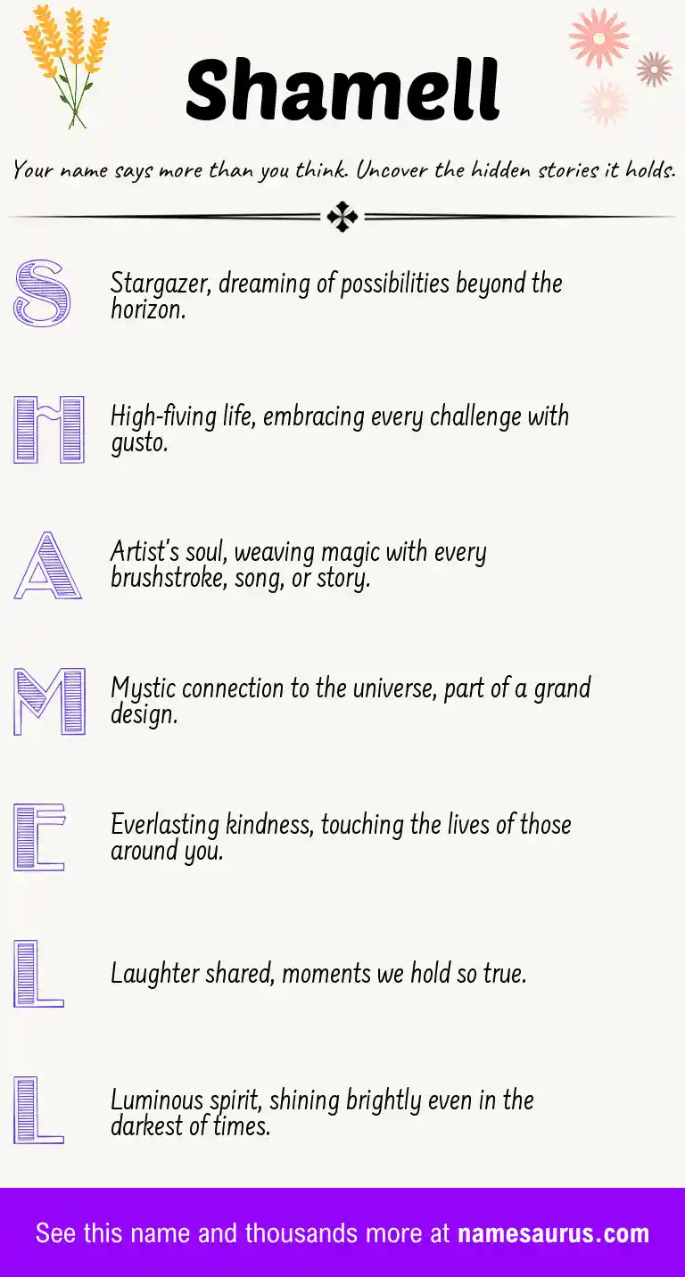 Acrostic poem about Shamell.