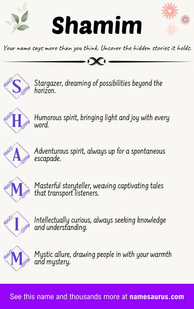 Acrostic poem about Shamim.