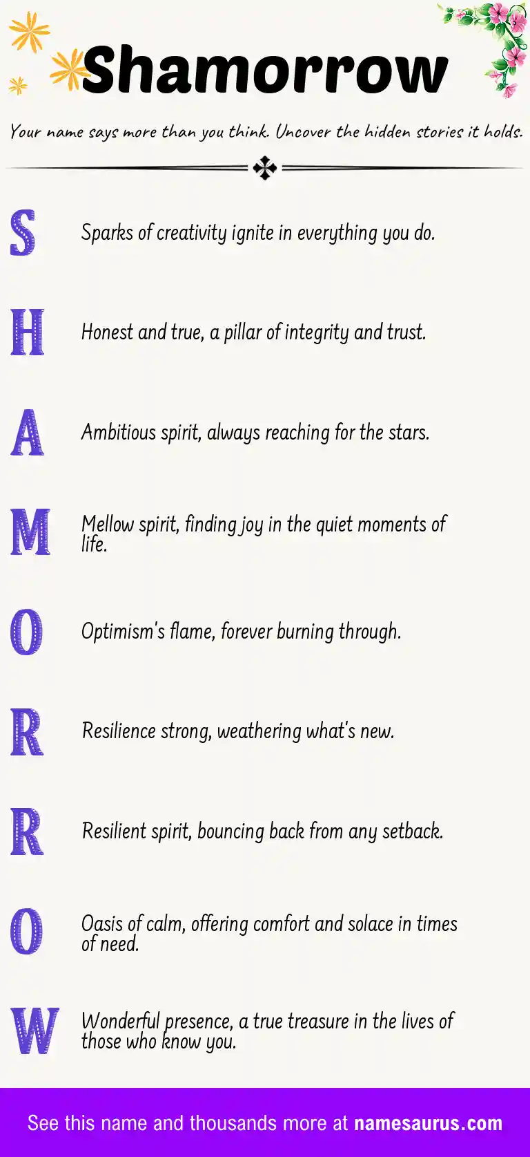 Acrostic poem about Shamorrow.