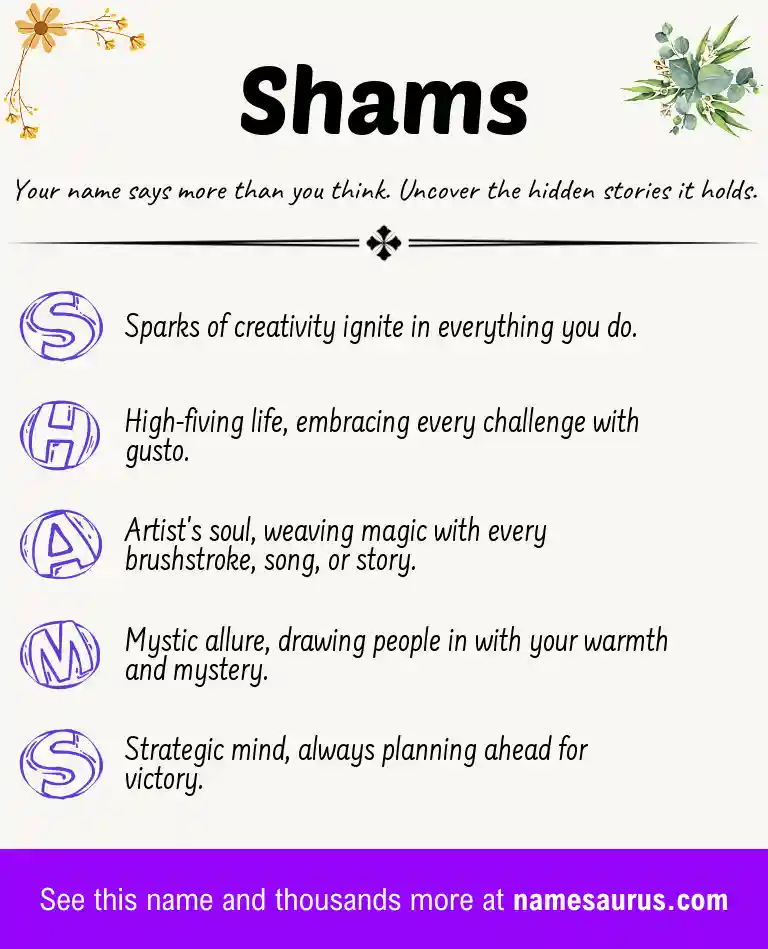 Acrostic poem about Shams.