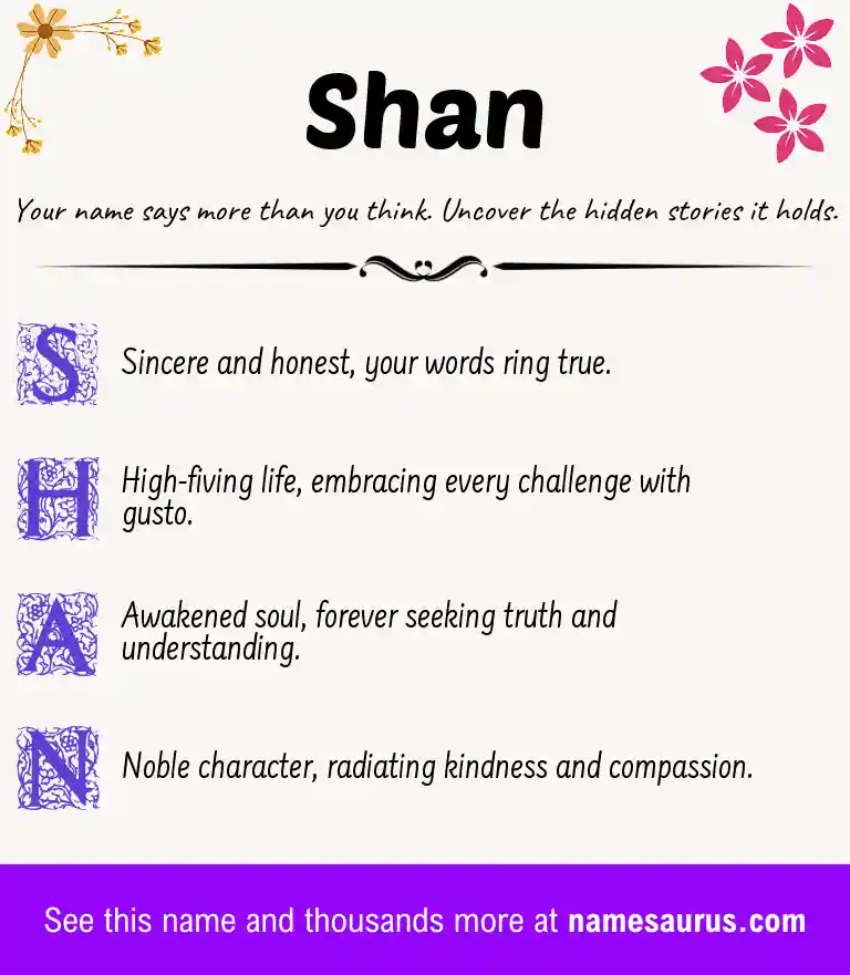 Acrostic poem about Shan.