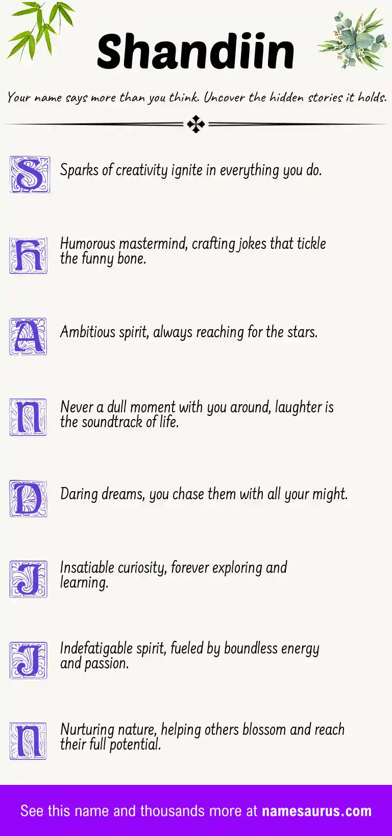 Acrostic poem about Shandiin.