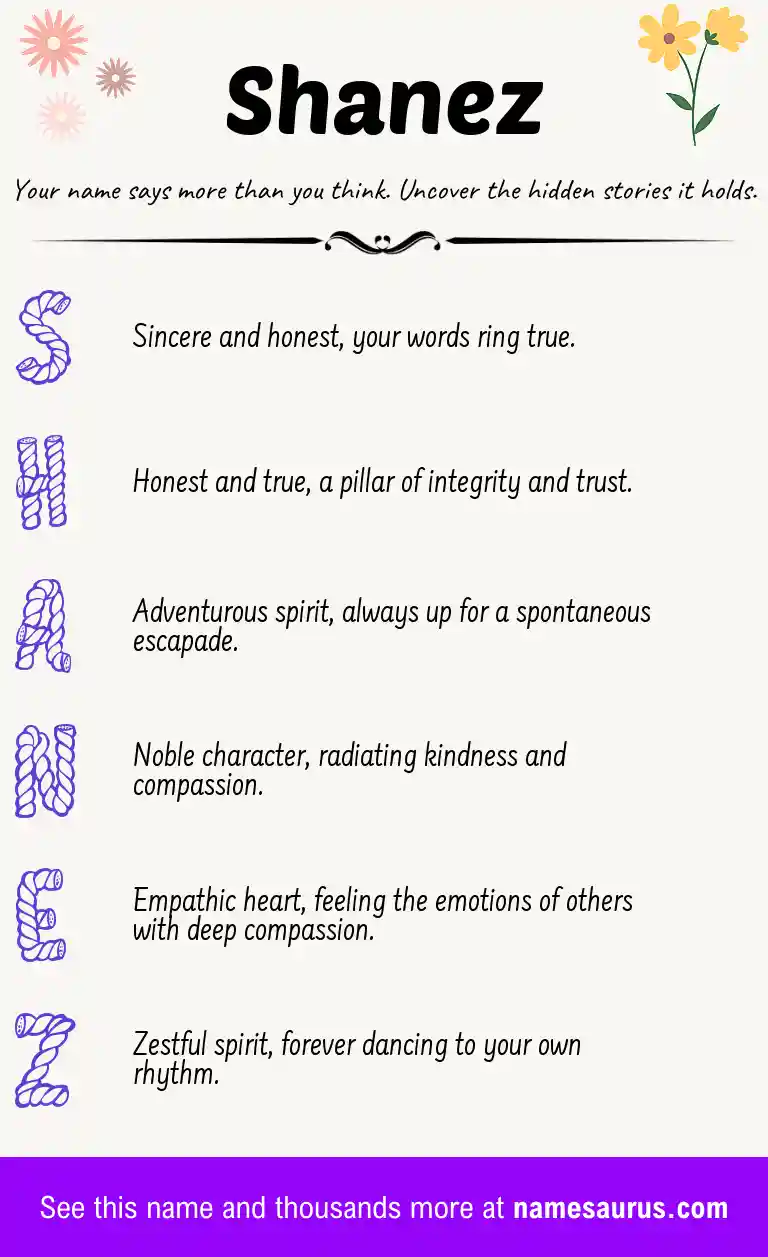 Acrostic poem about Shanez.