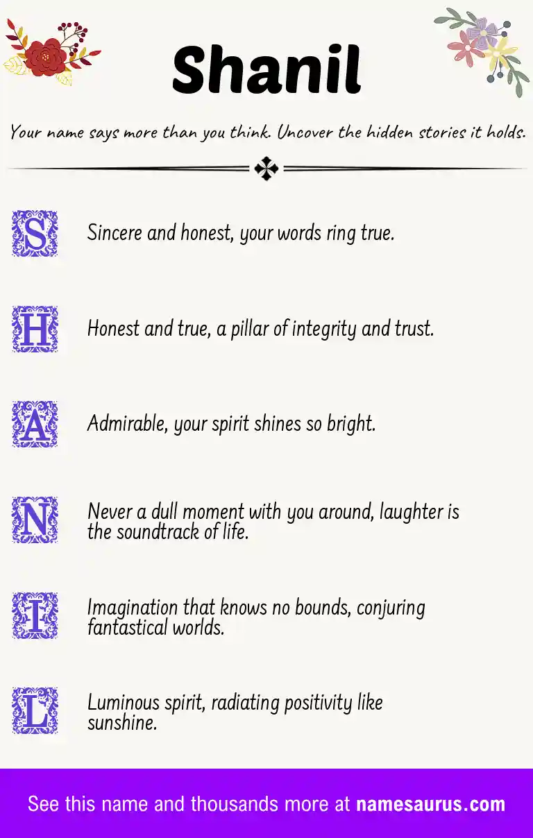 Acrostic poem about Shanil.