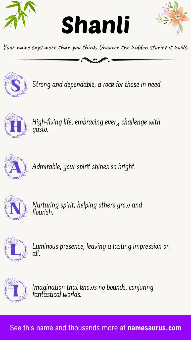 Acrostic poem about Shanli.