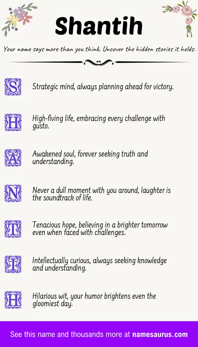 Acrostic poem about Shantih.