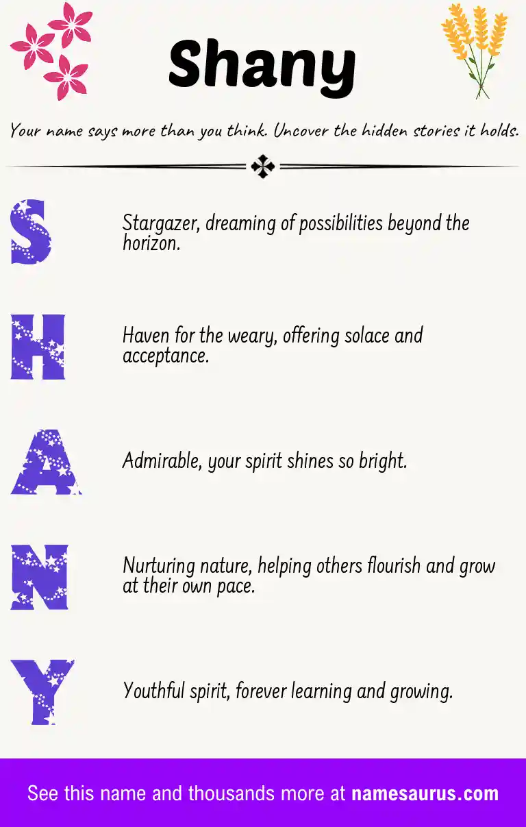 Acrostic poem about Shany.