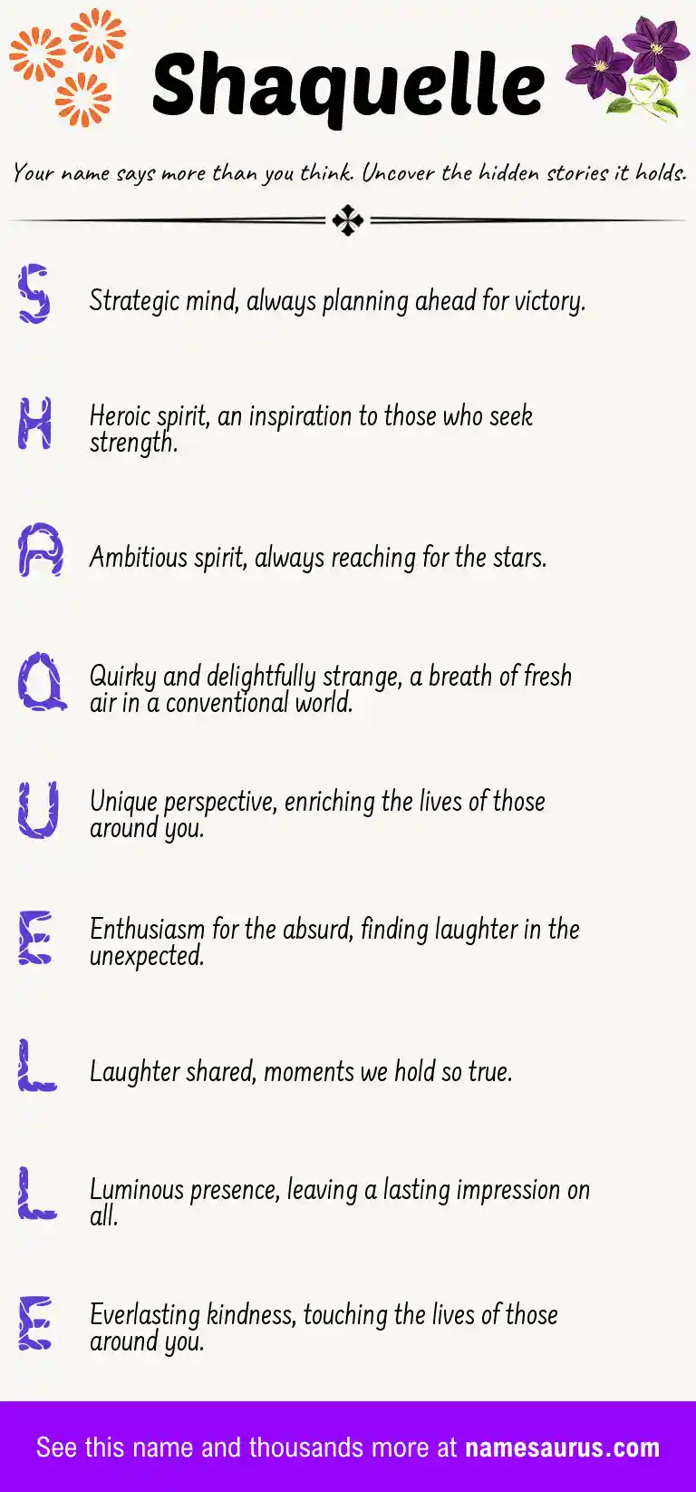 Acrostic poem about Shaquelle.