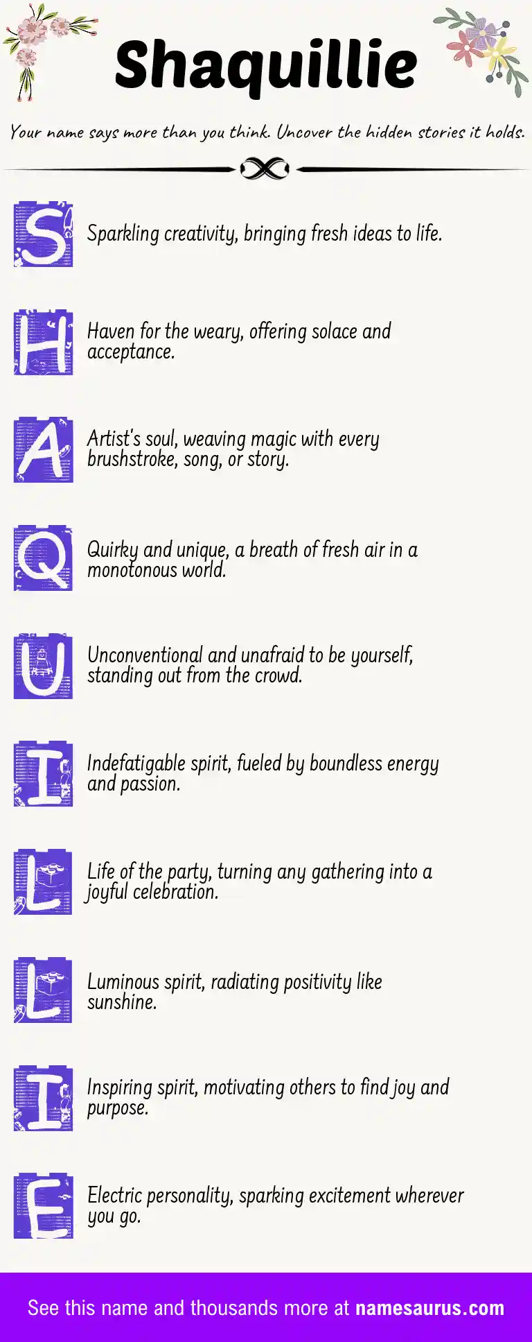 Acrostic poem about Shaquillie.