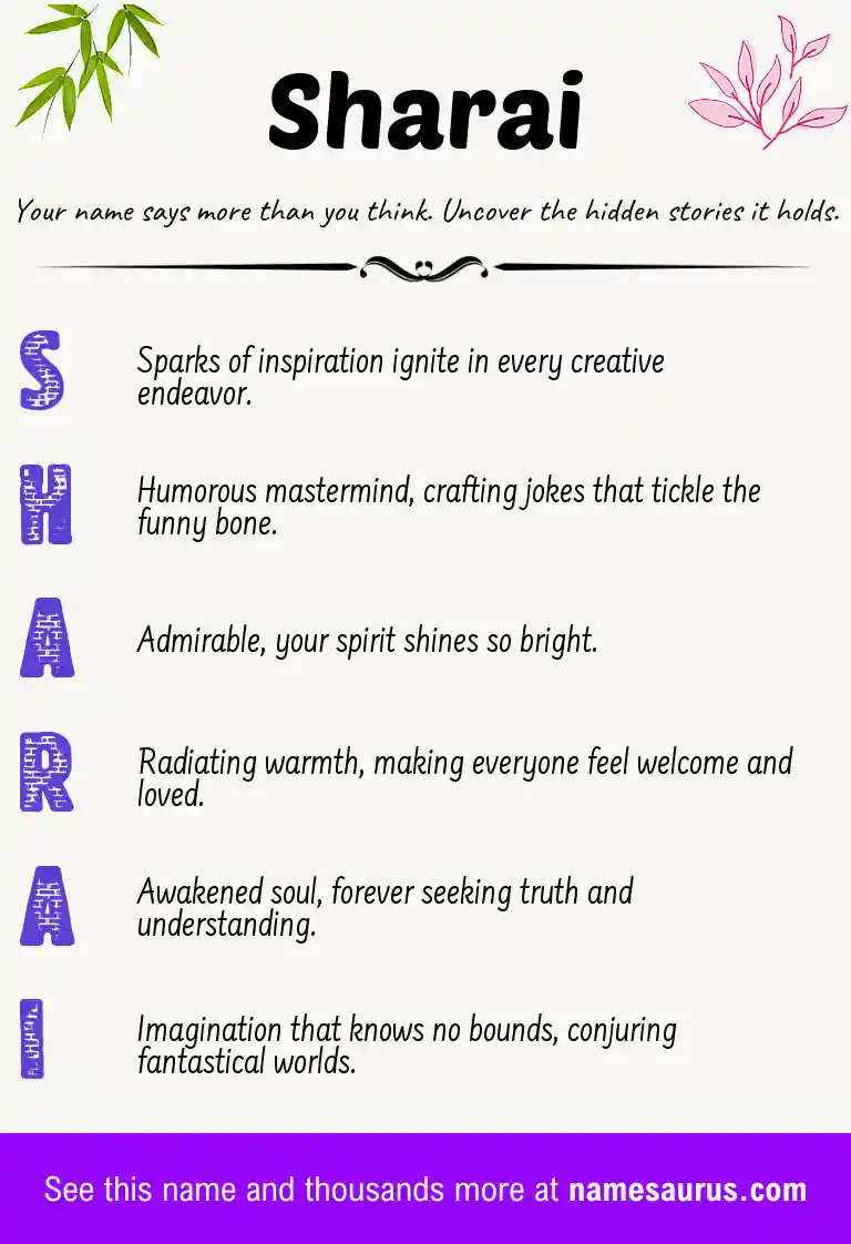 Acrostic poem about Sharai.