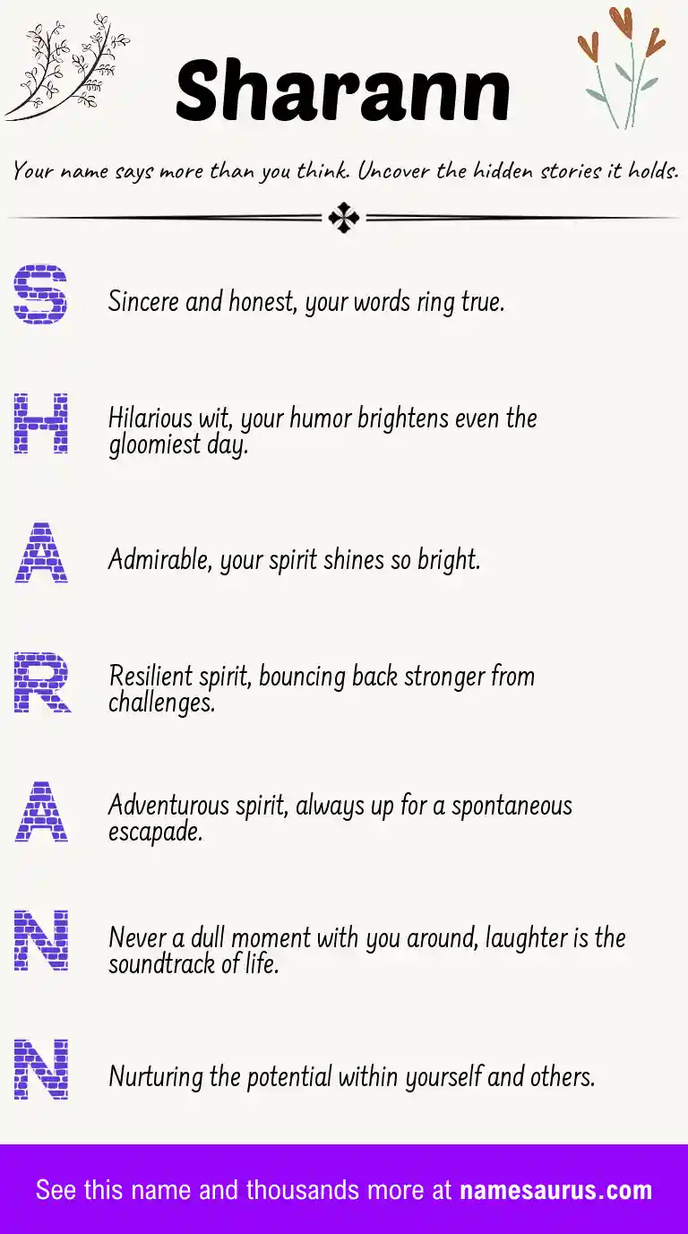 Acrostic poem about Sharann.
