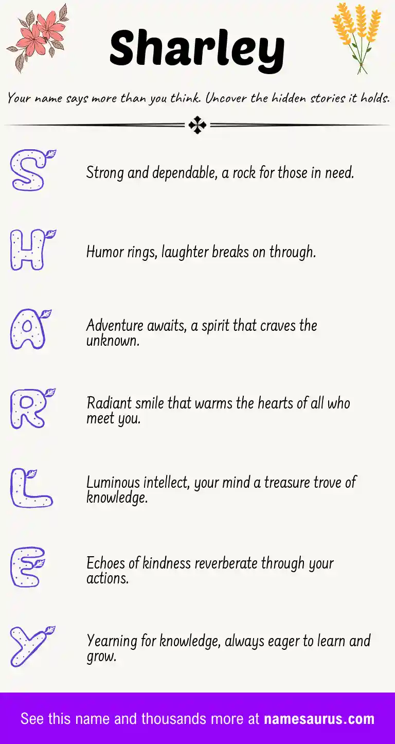 Acrostic poem about Sharley.