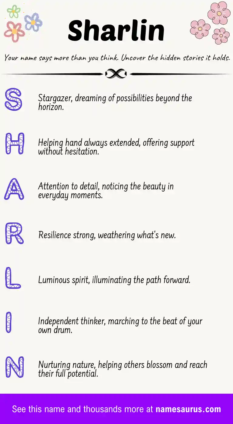 Acrostic poem about Sharlin.