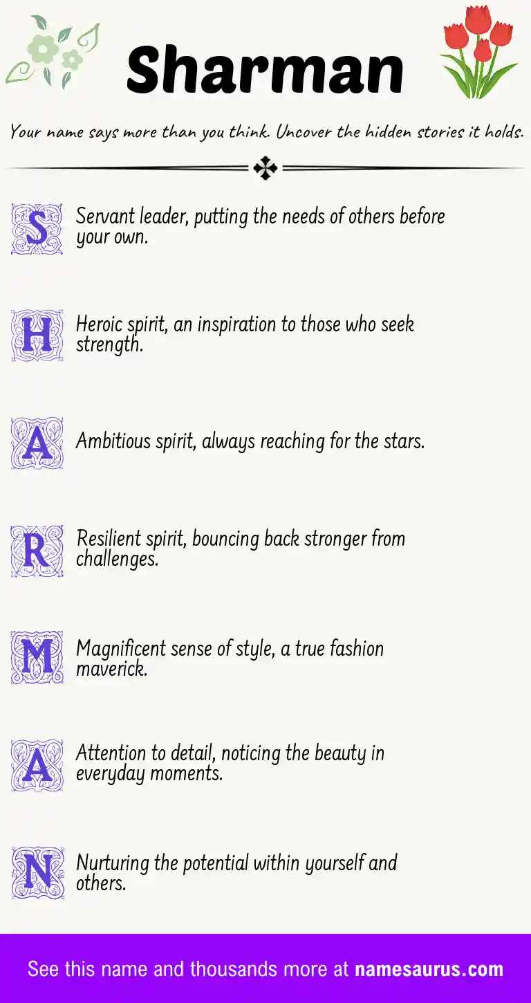 Acrostic poem about Sharman.