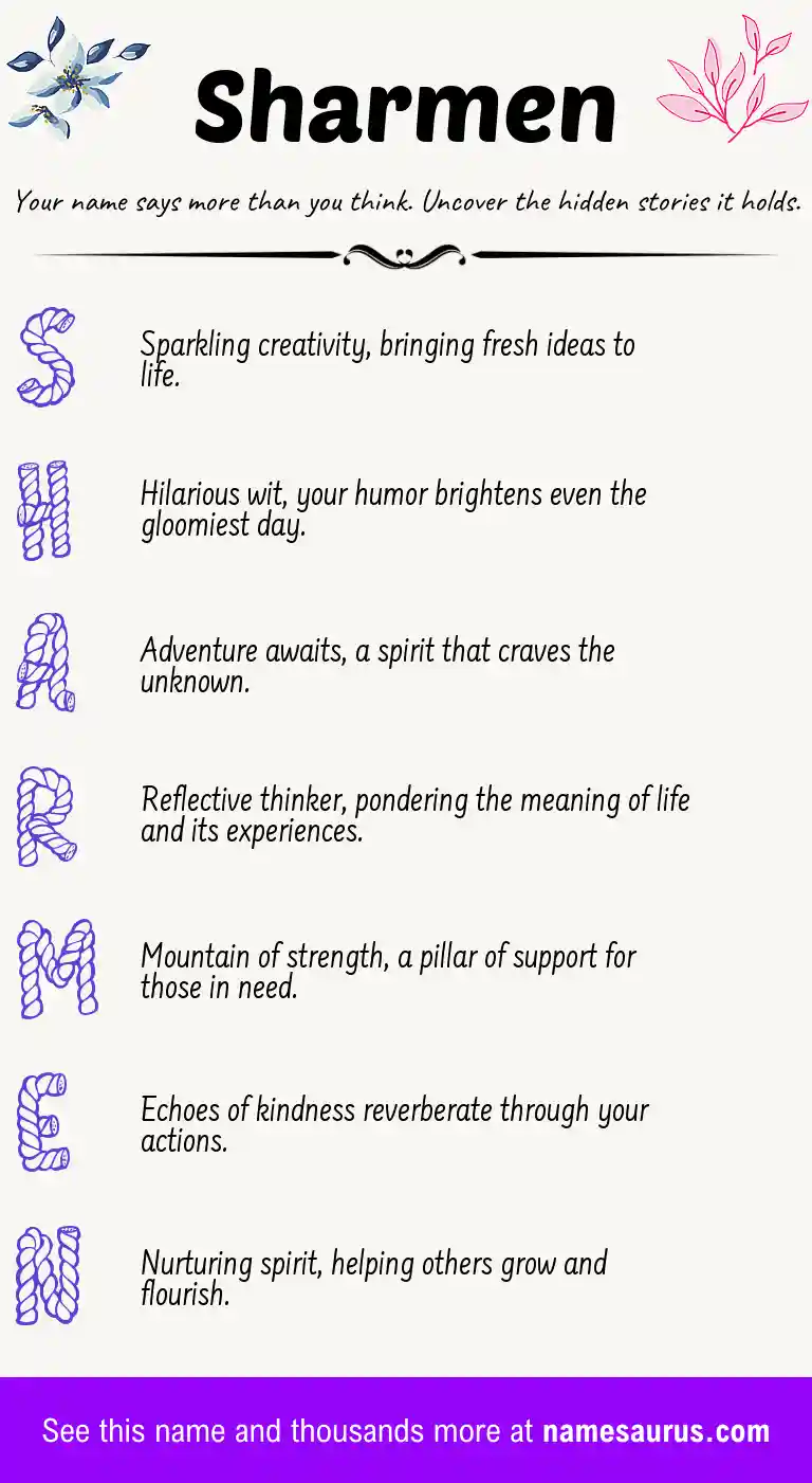 Acrostic poem about Sharmen.