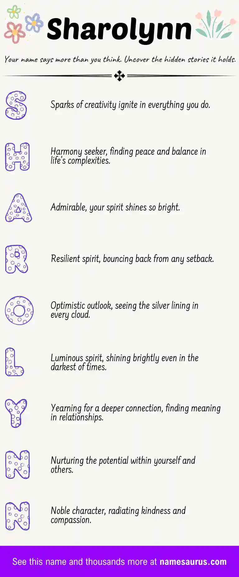 Acrostic poem about Sharolynn.
