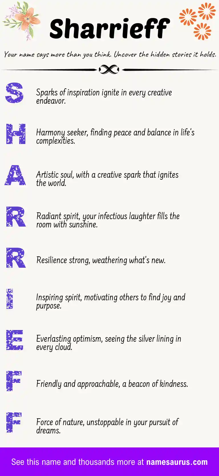 Acrostic poem about Sharrieff.