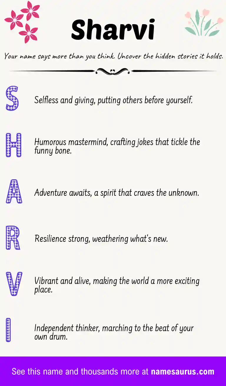 Acrostic poem about Sharvi.
