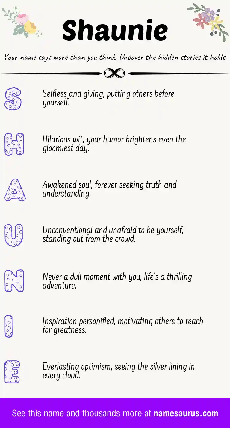 Acrostic poem about Shaunie.