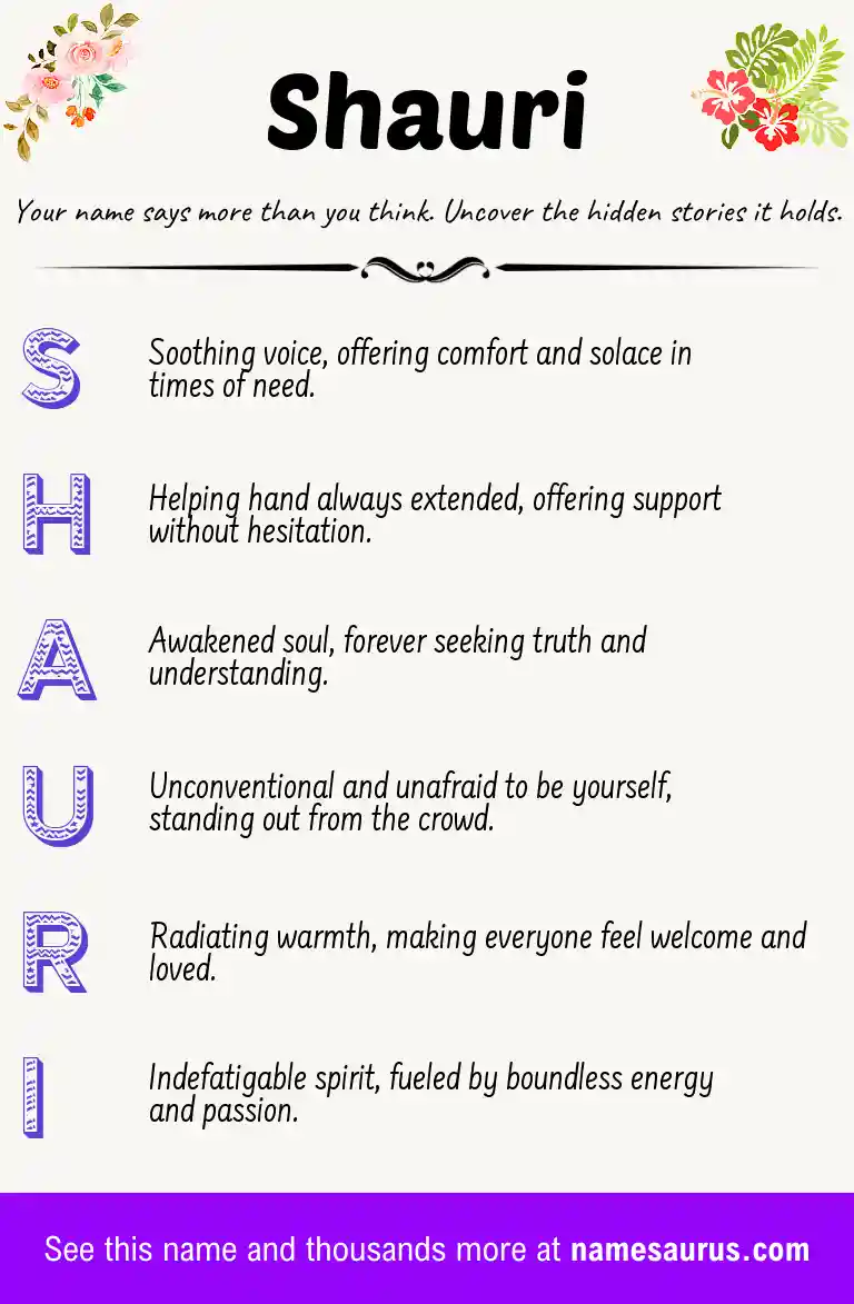 Acrostic poem about Shauri.
