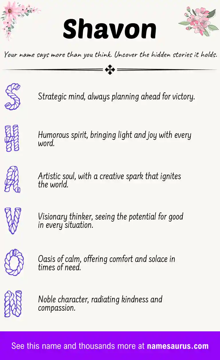 Acrostic poem about Shavon.
