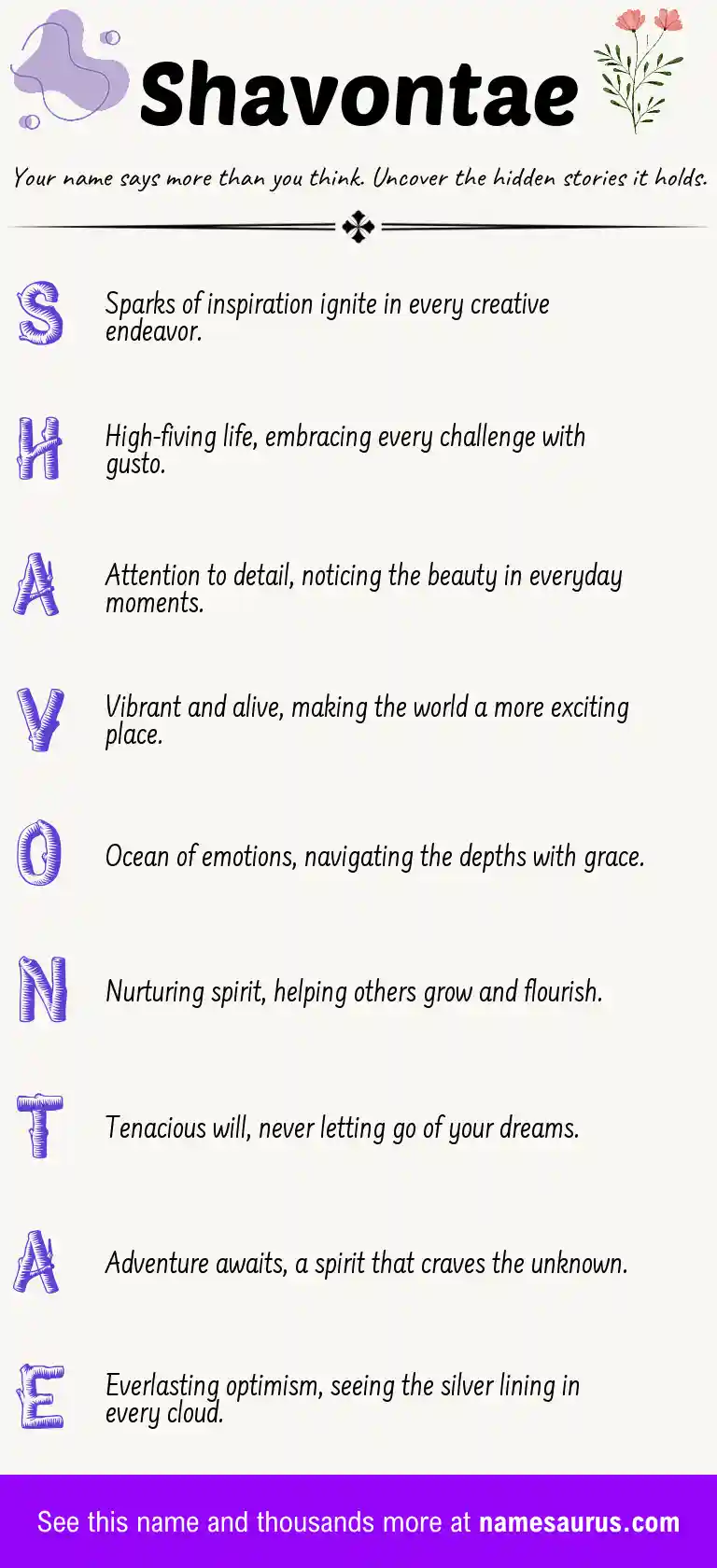 Acrostic poem about Shavontae.