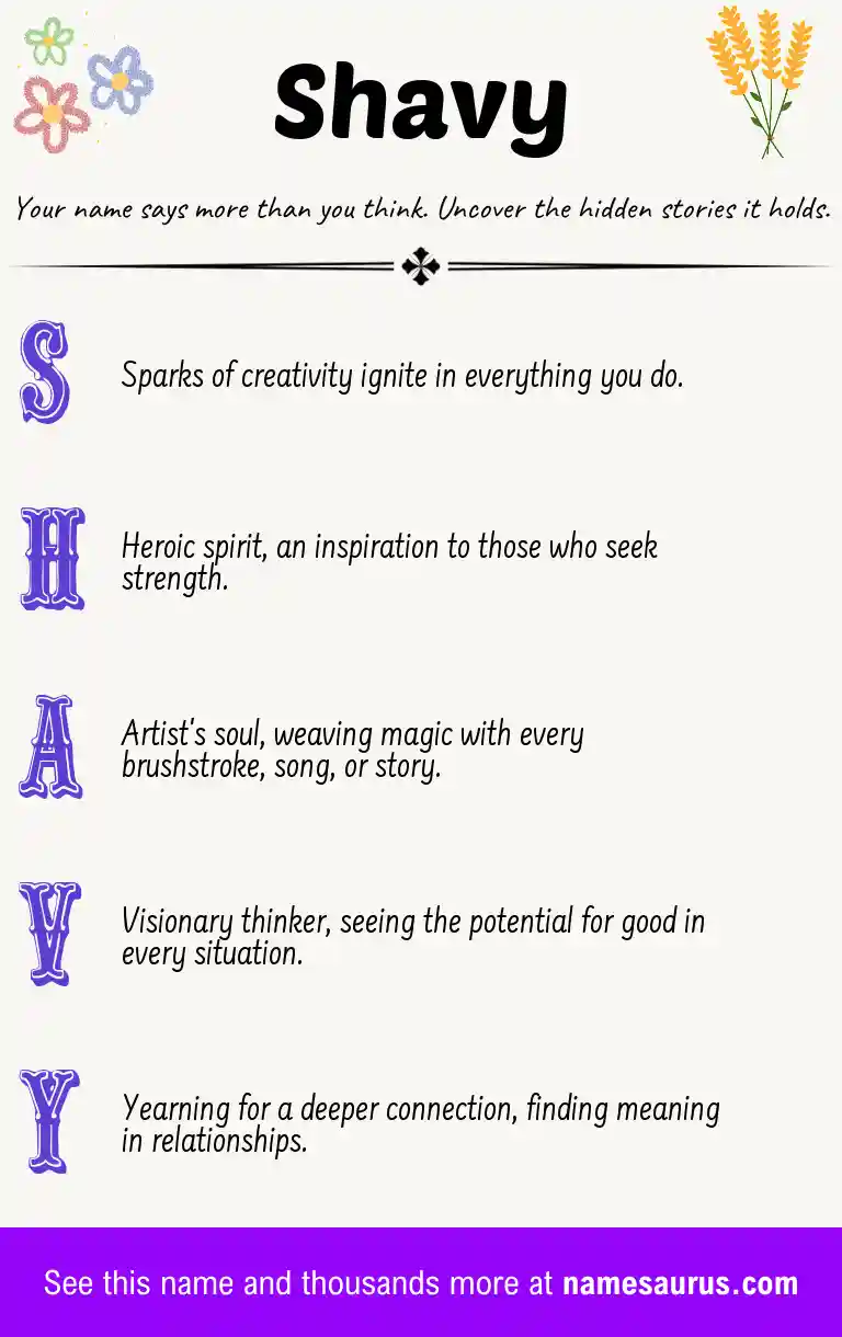 Acrostic poem about Shavy.