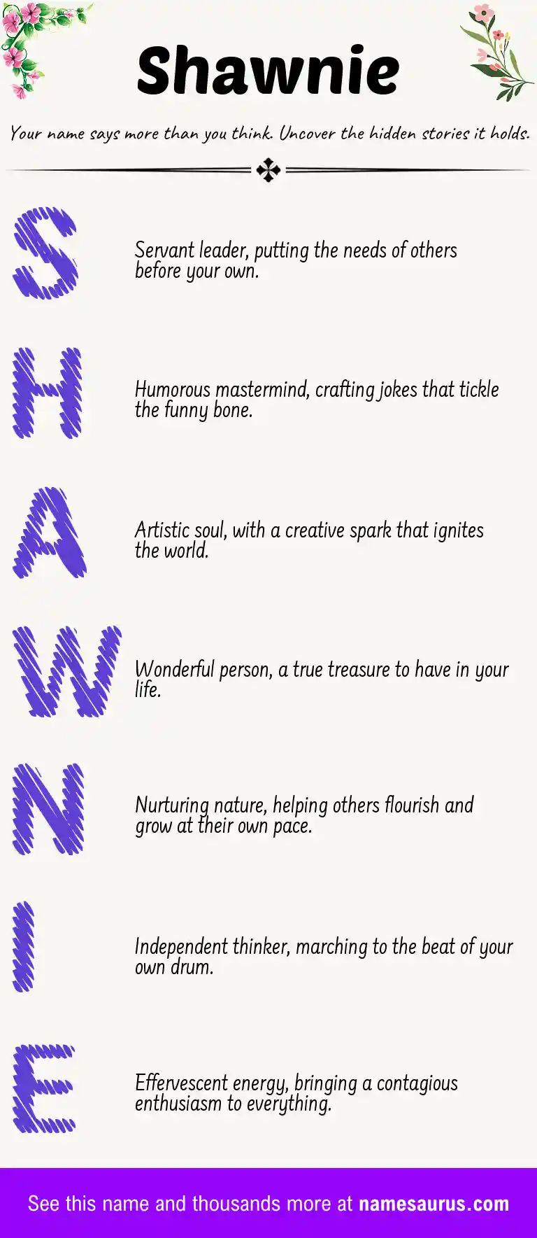 Acrostic poem about Shawnie.