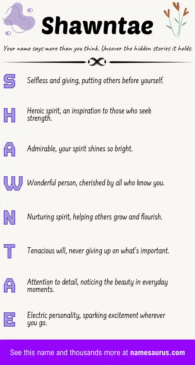 Acrostic poem about Shawntae.