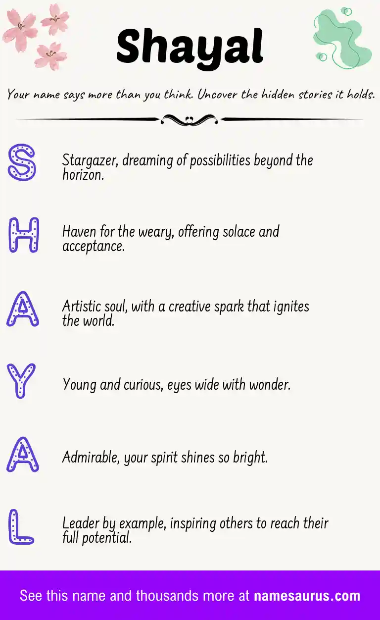 Acrostic poem about Shayal.