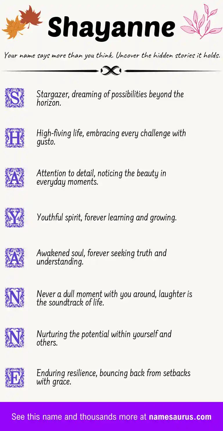 Acrostic poem about Shayanne.