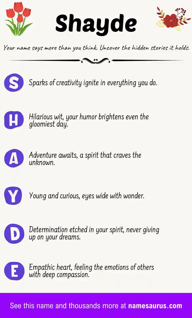 Acrostic poem about Shayde.
