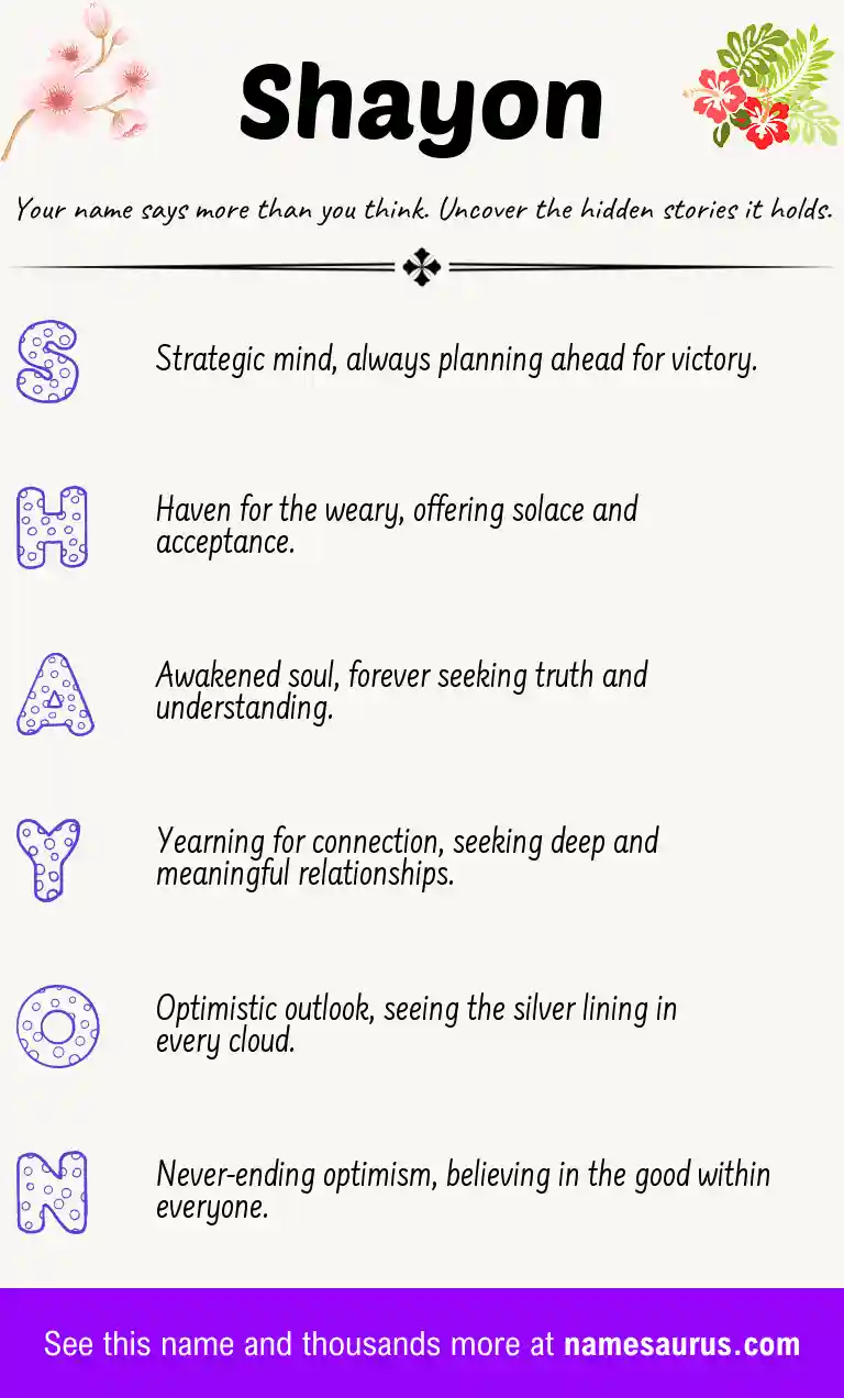Acrostic poem about Shayon.