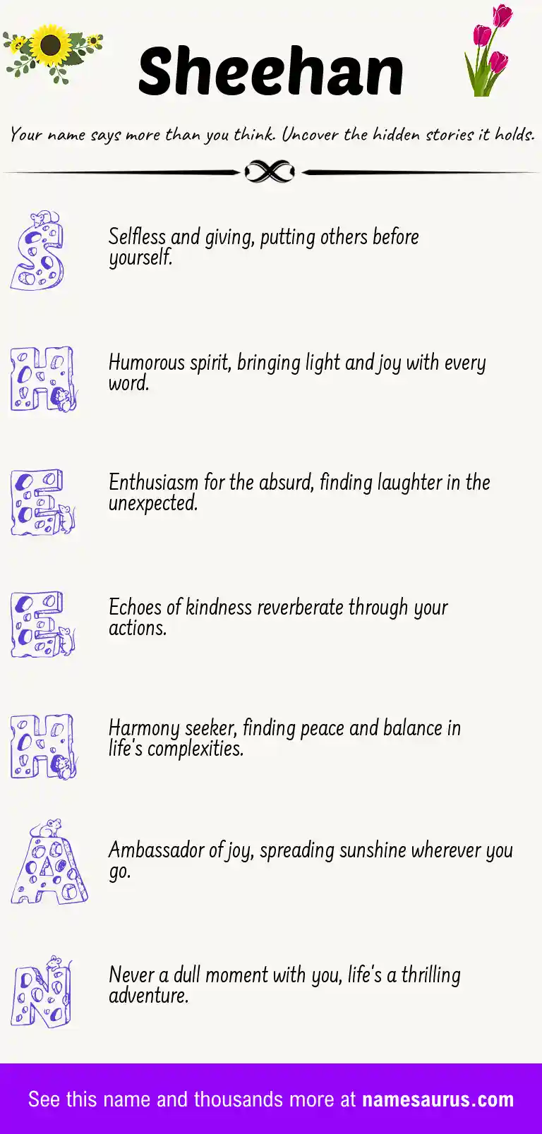 Acrostic poem about Sheehan.