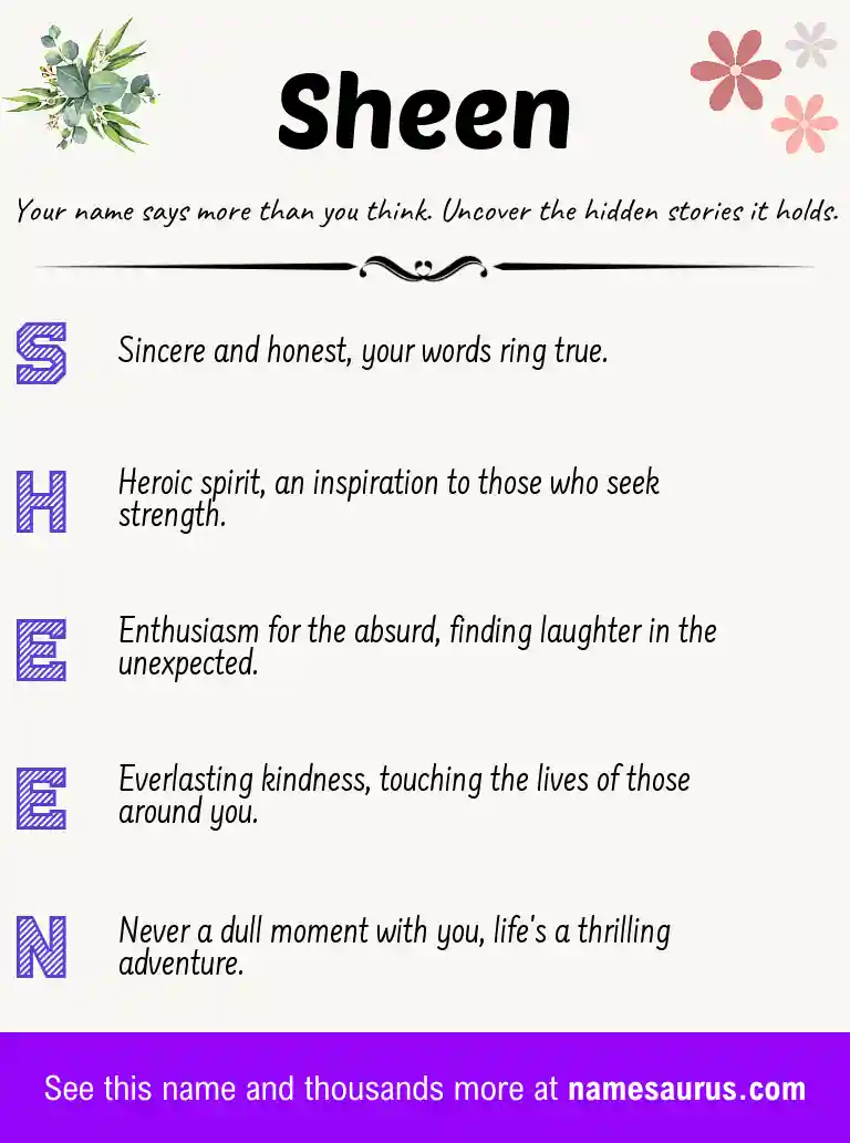 Acrostic poem about Sheen.