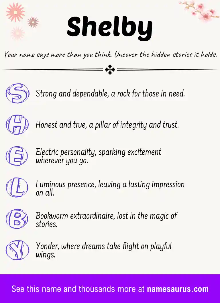Acrostic poem about Shelby.