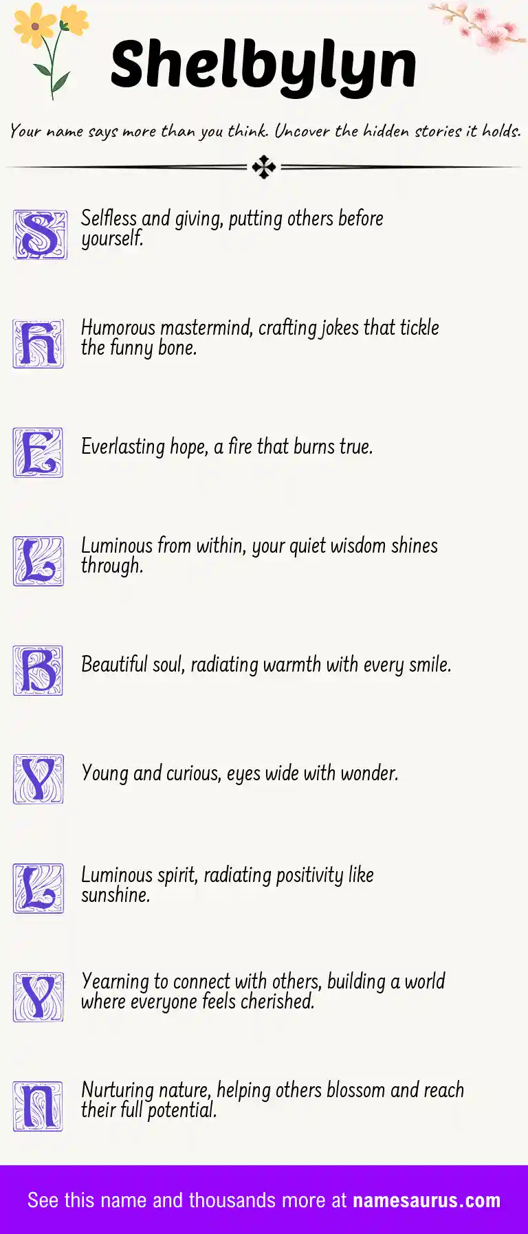 Acrostic poem about Shelbylyn.