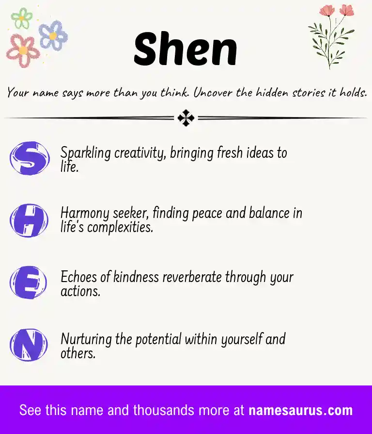 Acrostic poem about Shen.
