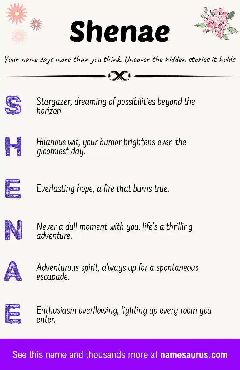 Acrostic poem about Shenae.