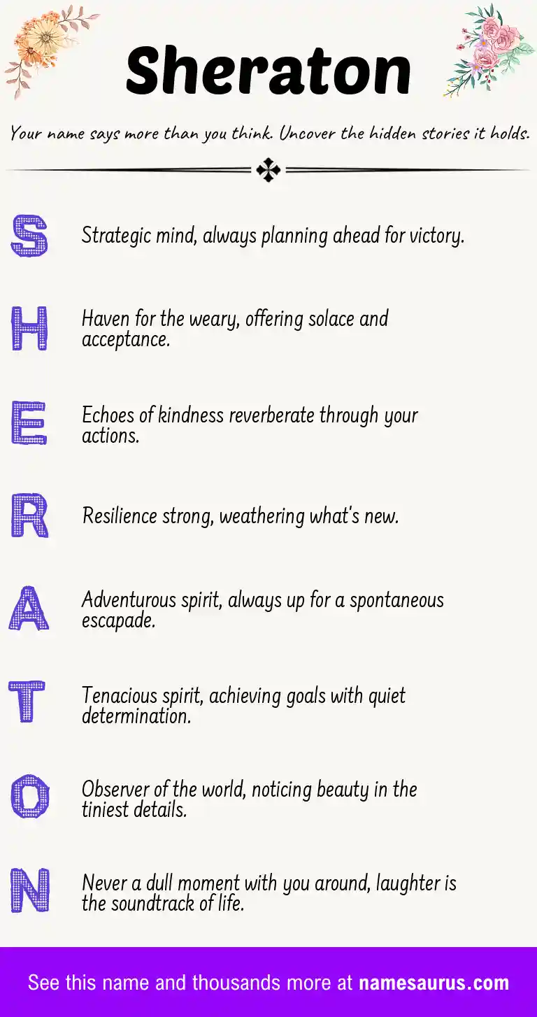 Acrostic poem about Sheraton.