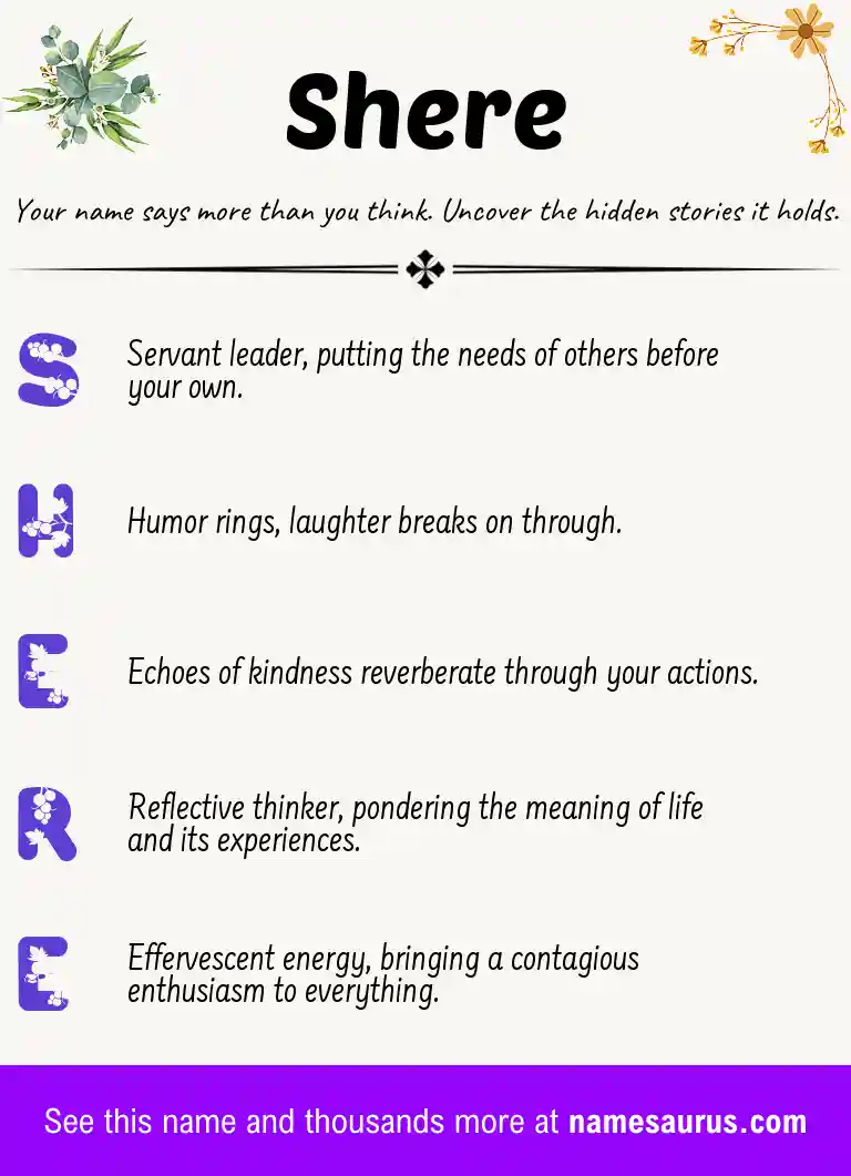 Acrostic poem about Shere.