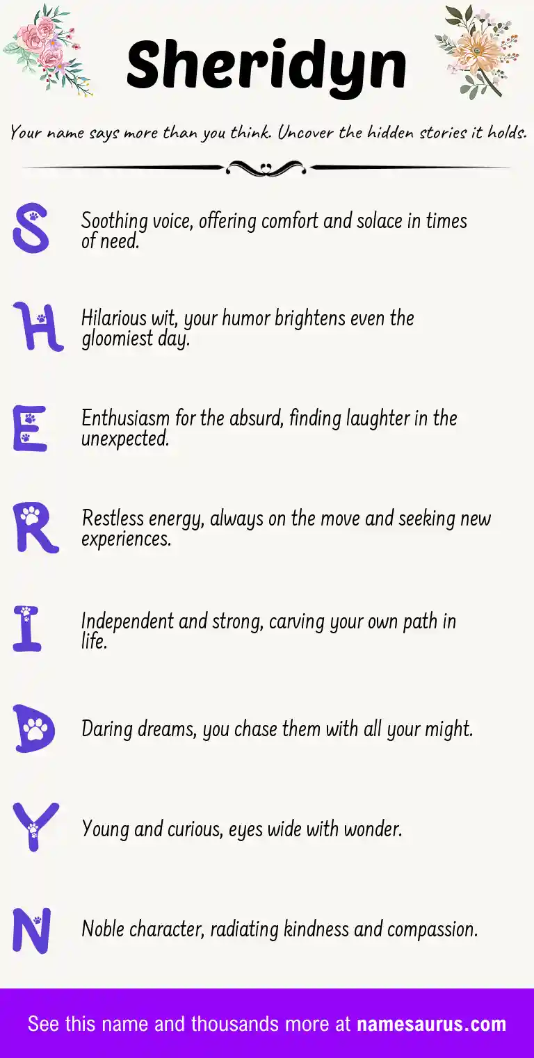 Acrostic poem about Sheridyn.
