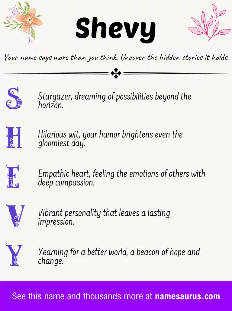 Acrostic poem about Shevy.