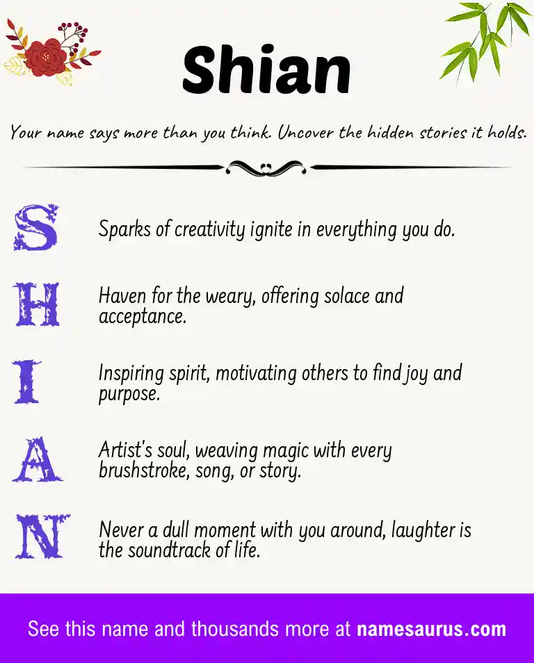 Acrostic poem about Shian.