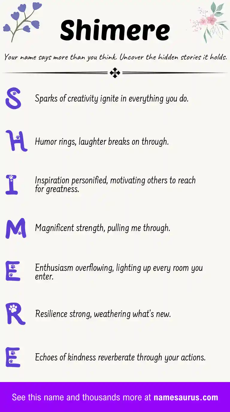 Acrostic poem about Shimere.