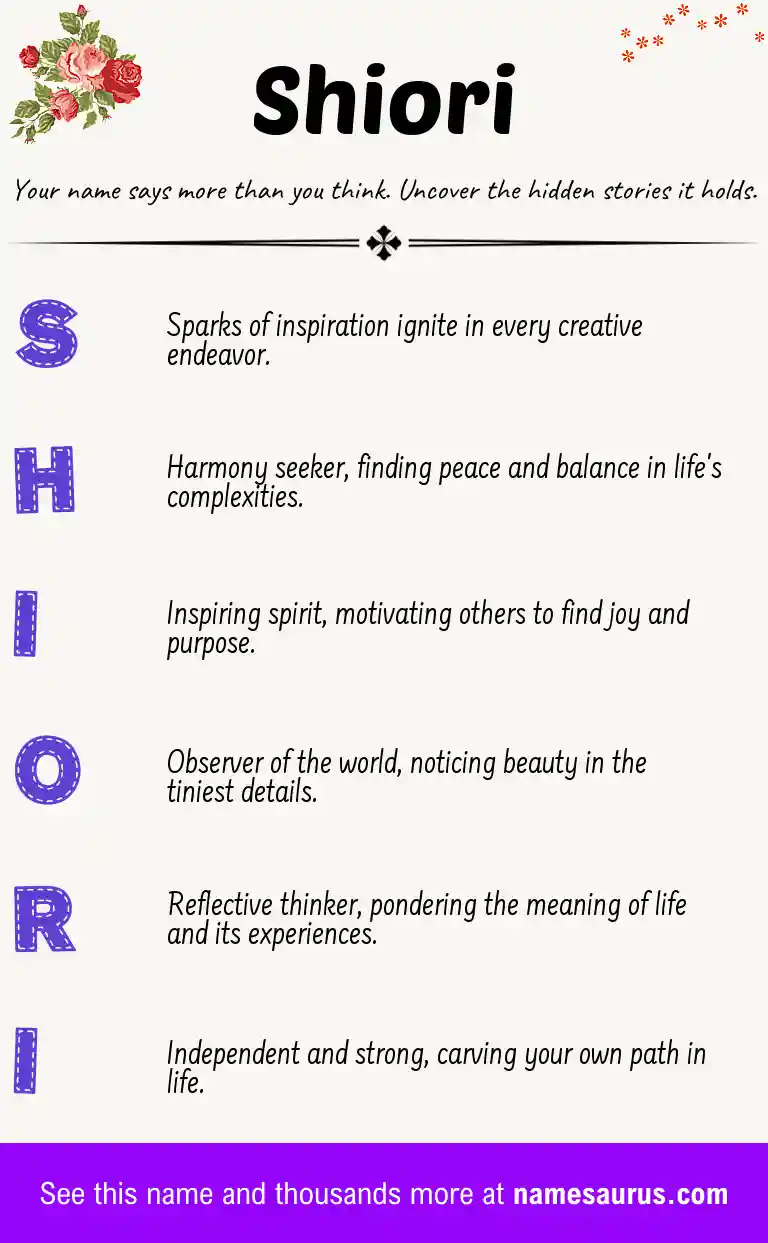 Acrostic poem about Shiori.