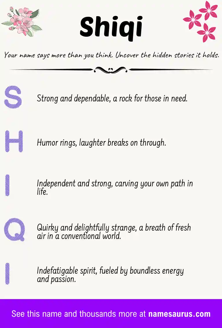 Acrostic poem about Shiqi.