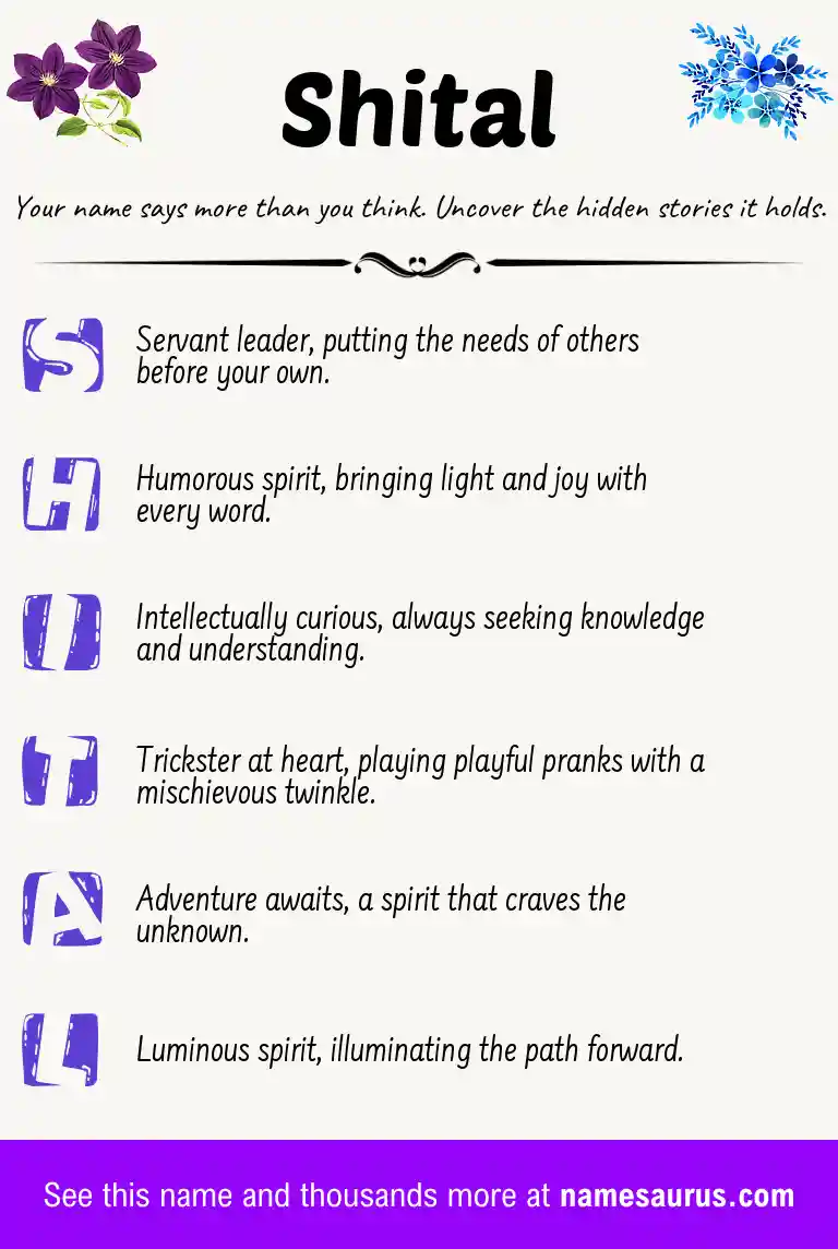 Acrostic poem about Shital.